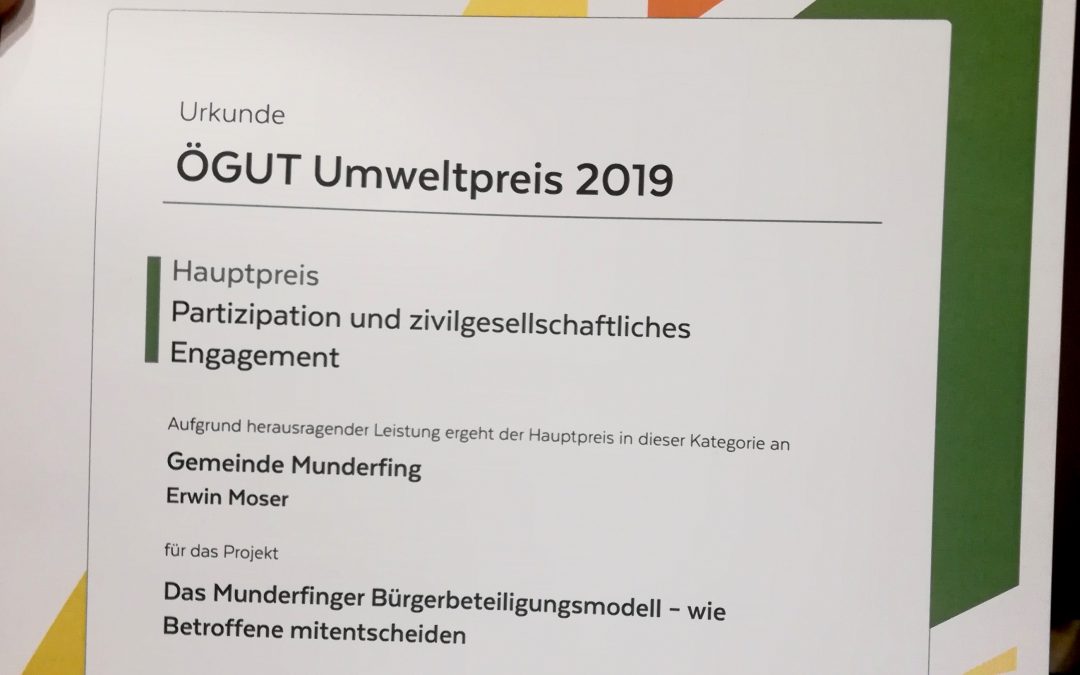Munderfing gewinnt ÖGUT-Umweltpreis 2019